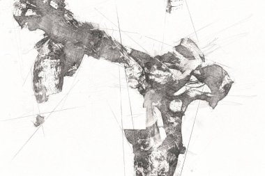 Hint ormanındaki kaktüs bitkisi, yabani kaktüs bitkisi Opuntia monacantha bitkisi, illüstrasyon, çizim, eskiz, antika, antika, antika