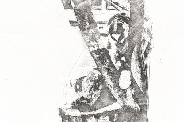 Bir Grup Dinlenen Lemurlar Katta Illüstrasyon Çizim Eskiz Antika Antika — Stok fotoğraf
