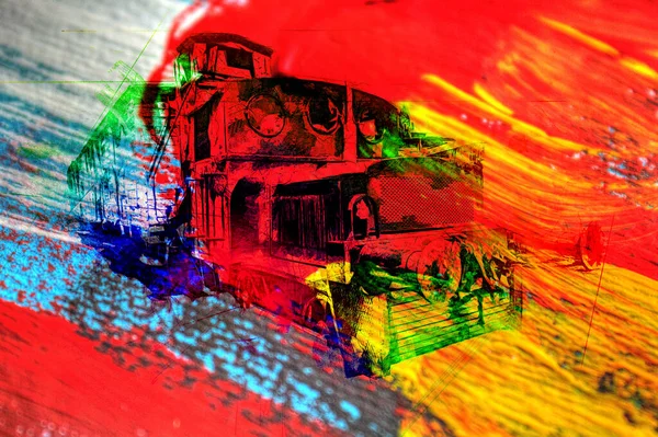 Alte Schmalspurlokomotive Kunst Illustration Zeichnung Skizze Antik Retro Jahrgang — Stockfoto