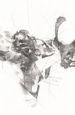 Buhar trenindeki makine odası, fotoğrafçılık, paslı, vagon, sanat, illüstrasyon, çizim, çizim, eskiz, antika, retro, vintage.