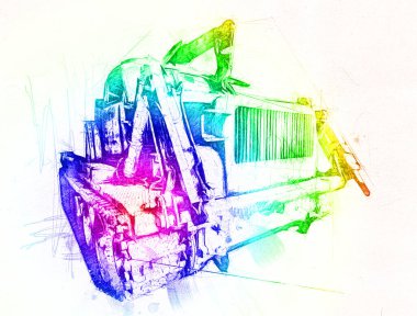 Zırhlı Araç Teknik Askeri Kamyon Sanat Çizimi