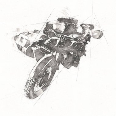 İkinci Dünya Savaşı 'ndan beri izole edilmiş beyaz bir geçmişi olan eski bir askeri motosiklet.