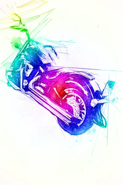 Ilustración Motocicleta Color Arte Aislado Vintage Retro —  Fotos de Stock