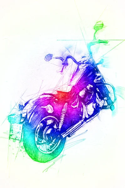 Motor Cycle Llustration Color Isolated Art Vintage Retro — Stock Photo, Image