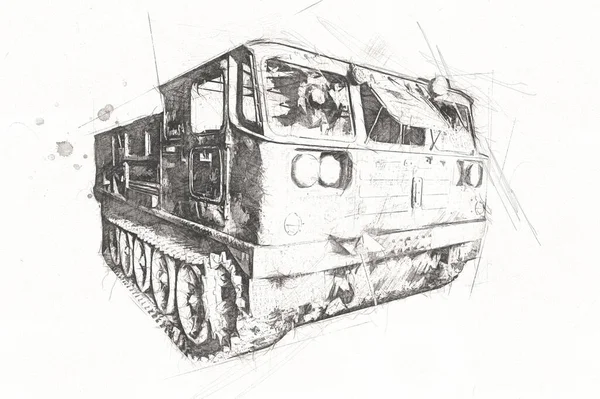 Armored Vehicle Technical Military Truck Art Illustration Isolated Sketch — Stock Photo, Image