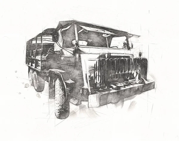 Иллюстрация Рисунку Военном Грузовике — стоковое фото