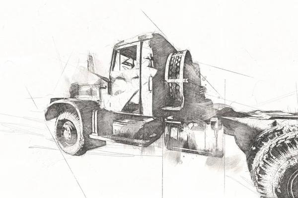 Armored Vehicle Technical Military Truck Art Illustration Isolated Sketch — Stock Photo, Image