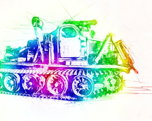 Armored Vehicle Technical Military Truck Art Illustration Isolated Sketch — Stock Photo, Image