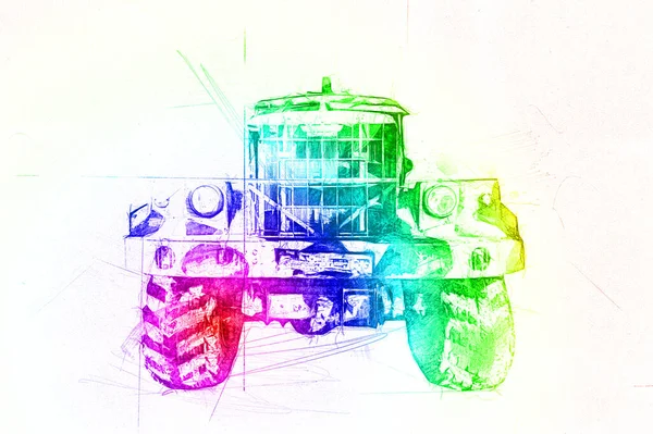 Veicolo Blindato Tecnico Militare Camion Arte Illustrazione Isolato Schizzo — Foto Stock