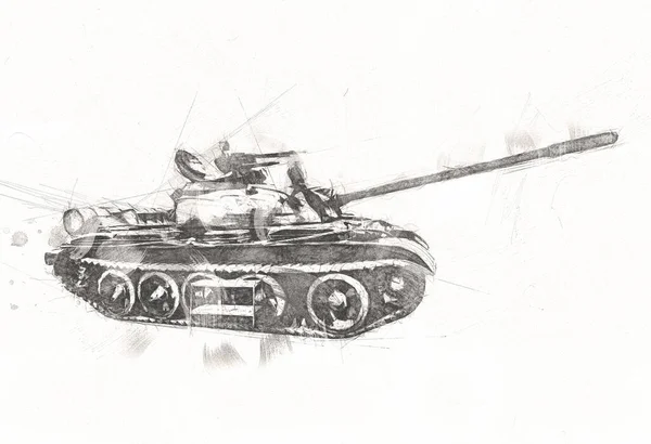 Vintage Tank Isolated Drawing Sketch Art Illustration — Stock Photo, Image