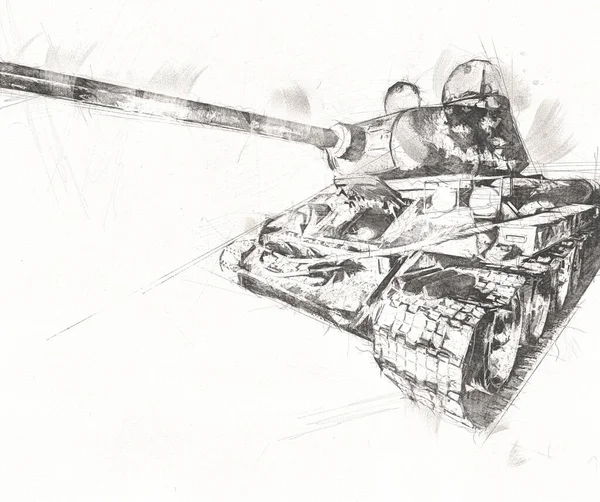 Vintage Tank Isolated Drawing Sketch Art Illustration — Stock Photo, Image