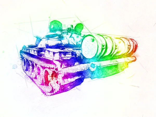 Vintage Tank Izole Çizim Sanat Illüstrasyonu — Stok fotoğraf