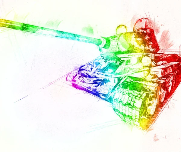 탱크를 스케치 삽화를 빈티지 — 스톡 사진