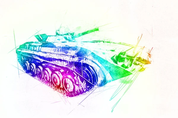 Vintage Tanque Isolado Desenho Desenho Arte Ilustração — Fotografia de Stock