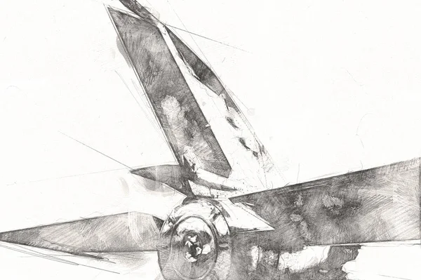 Avion Chasseur Réaction Américain Dessin Illustration Art Vintage — Photo