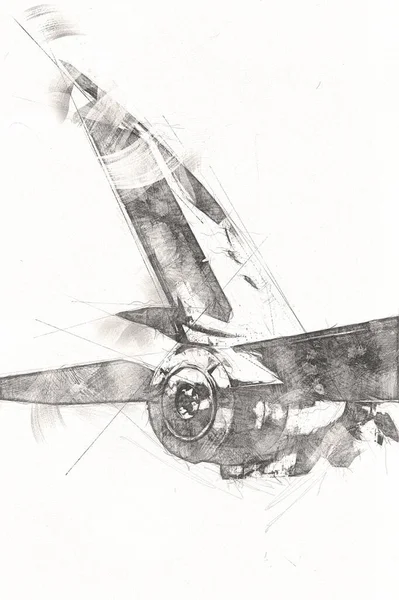 Americano Jet Fighter Aereo Disegno Illustrazione Arte Vintage — Foto Stock