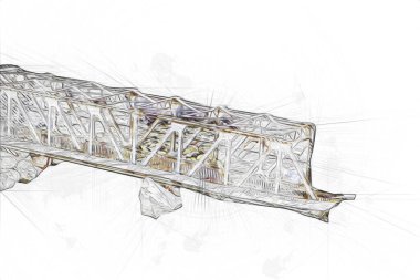Klodzko demiryolu viyadük hava kalesi sanat illüstrasyonu antika eskiz eskizi