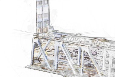 Klodzko demiryolu viyadük hava kalesi sanat illüstrasyonu antika eskiz eskizi