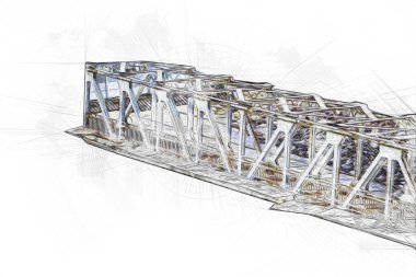 Klodzko demiryolu viyadük hava kalesi sanat illüstrasyonu antika eskiz eskizi