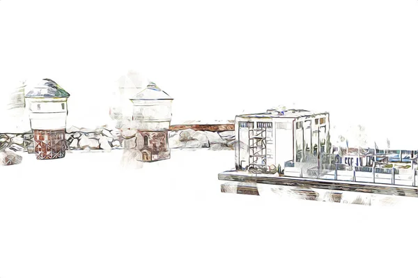 Бак Хранения Воды Klodzko Поезд Воздушный Вид Искусства Иллюстрация Ретро — стоковое фото