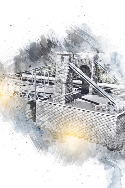 Вид Воздуха Мосты Река Вроко Польша Художественная Иллюстрация Ретро Старинный — стоковое фото