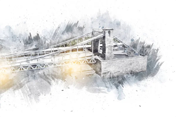 Köprülerin havadan görünüşü, Wrocaw nehri, Polonya, sanat illüstrasyonları antika eskizler