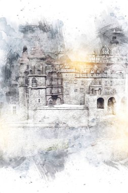 Ksiaz Castle Poland silesia art retro photography vintage old aerial. view