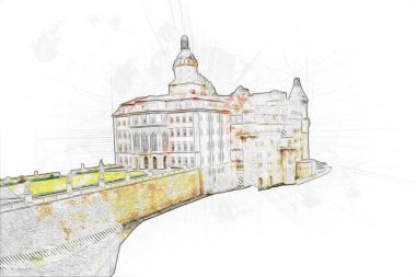 Ksiaz Castle Poland silesia art retro photography vintage old aerial. view