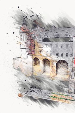 Ksiaz Castle Poland silesia art retro photography vintage old aerial. view