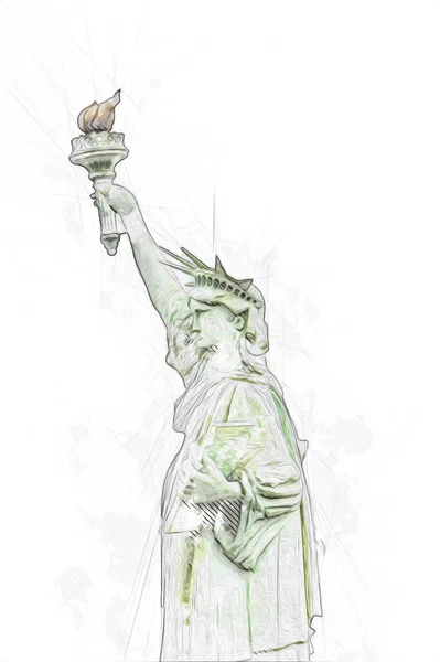 Statua Della Libertà Sulla Scena New York Lato Del Fiume — Foto Stock