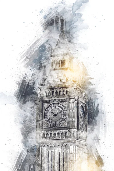 ロンドン大ベンアートドローイングスケッチイラスト楽しいデザインヴィンテージレトロ — ストック写真