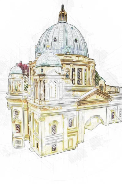 Berliner Dom Berlijn Deutschland Duitsland Europa Illustratie Retro Vintage Antieke — Stockfoto