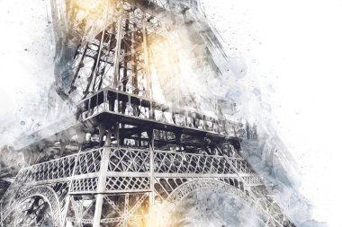 Paris sanat tasarımı illüstrasyonu Fransa Eyfel Kulesi fotoğrafçılık