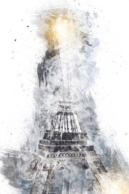 Paris sanat tasarımı illüstrasyonu Fransa Eyfel Kulesi fotoğrafçılık