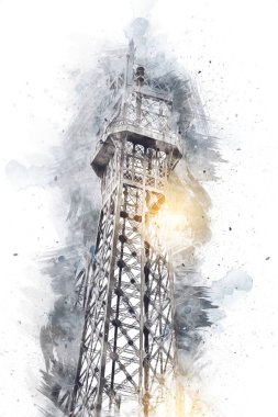 Paris sanat tasarımı illüstrasyonu Fransa Eyfel Kulesi fotoğrafçılık