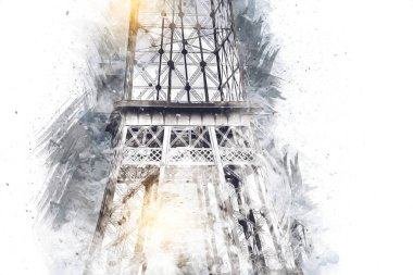 Paris sanat tasarımı illüstrasyonu Fransa Eyfel Kulesi fotoğrafçılık