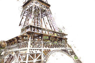 Paris sanat tasarımı illüstrasyonu Fransa Eyfel Kulesi fotoğrafçılık