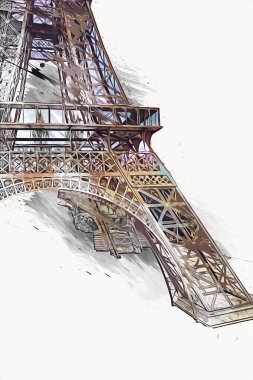 Paris sanat tasarımı illüstrasyonu Fransa Eyfel Kulesi fotoğrafçılık