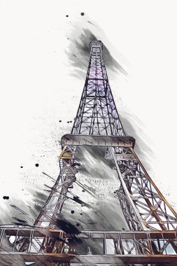 Paris sanat tasarımı illüstrasyonu Fransa Eyfel Kulesi fotoğrafçılık