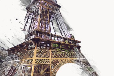 Paris sanat tasarımı illüstrasyonu Fransa Eyfel Kulesi fotoğrafçılık