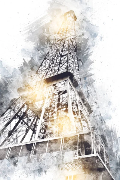 París Ilustración Diseño Artístico Francia Torre Eiffel Fotografias —  Fotos de Stock