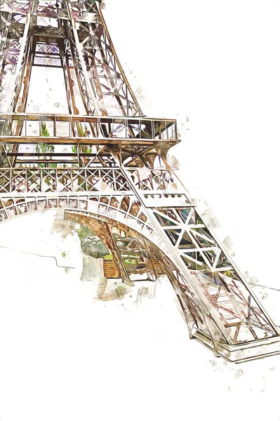 パリのアートデザインイラストフランスエッフェル塔写真 — ストック写真