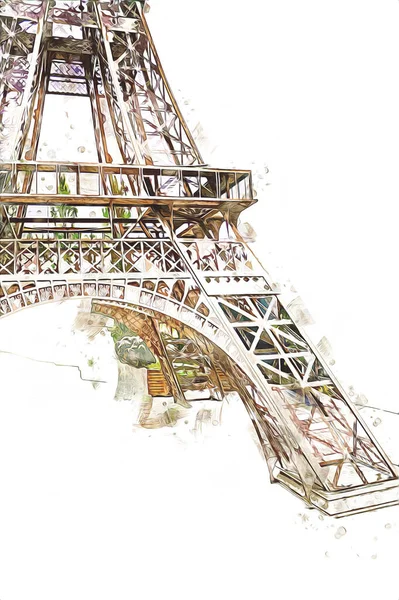 París Ilustración Diseño Artístico Francia Torre Eiffel Fotografias — Foto de Stock