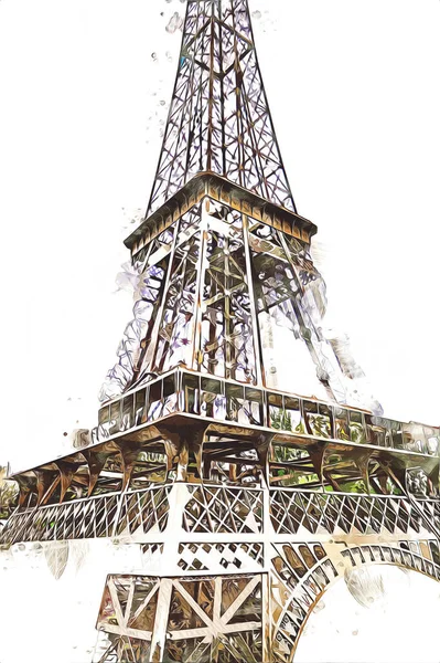 París Ilustración Diseño Artístico Francia Torre Eiffel Fotografias — Foto de Stock