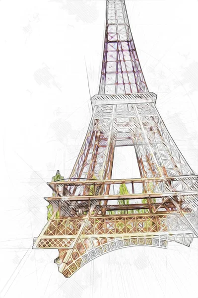 París Ilustración Diseño Artístico Francia Torre Eiffel Fotografias — Foto de Stock