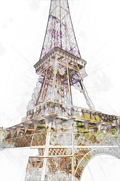 París Ilustración Diseño Artístico Francia Torre Eiffel Fotografias — Foto de Stock