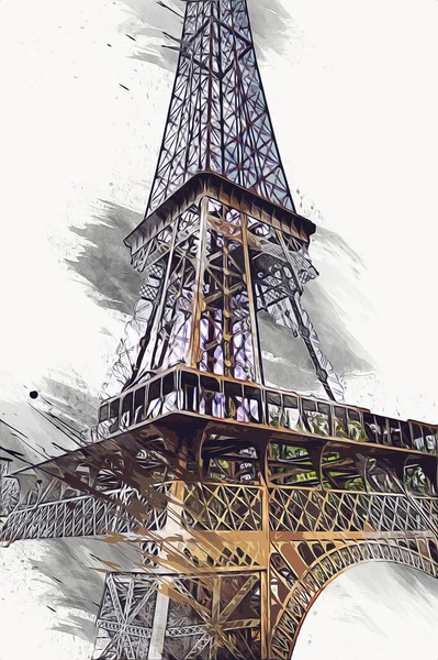 Desenho Arte Paris Ilustração Torre Eiffel França Fotografias — Fotografia de Stock