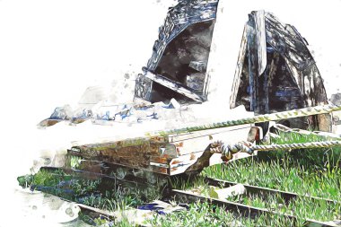 Gümüş, altın, bakır madeni, ortaçağ tarihi sanat illüstrasyonu antika eskiz.