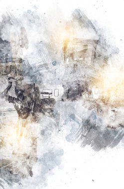 Şatafatlı iç tasarım oturma odası ve şömine güzel bir saray, iç mekan, eski, ortaçağ tarihi sanat illüstrasyonu antika eskiz.