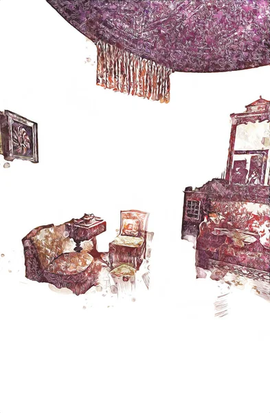 Классическая Мебель Классическом Интерьере Копировальным Пространством Средневековая Старинная История Художественная — стоковое фото